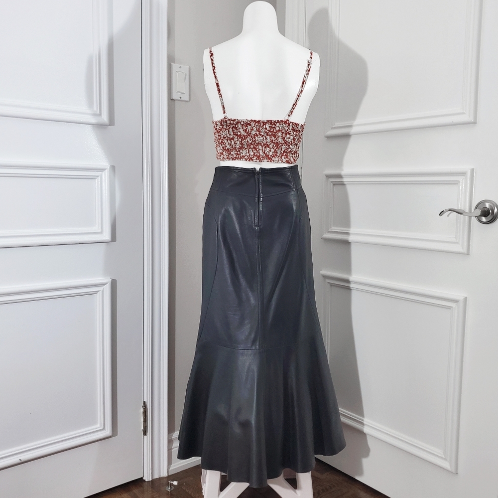 True Vintage 90's DANIER  Rocker Chic Leather Trumpet Maxi Skirt - Picture 5 of 17